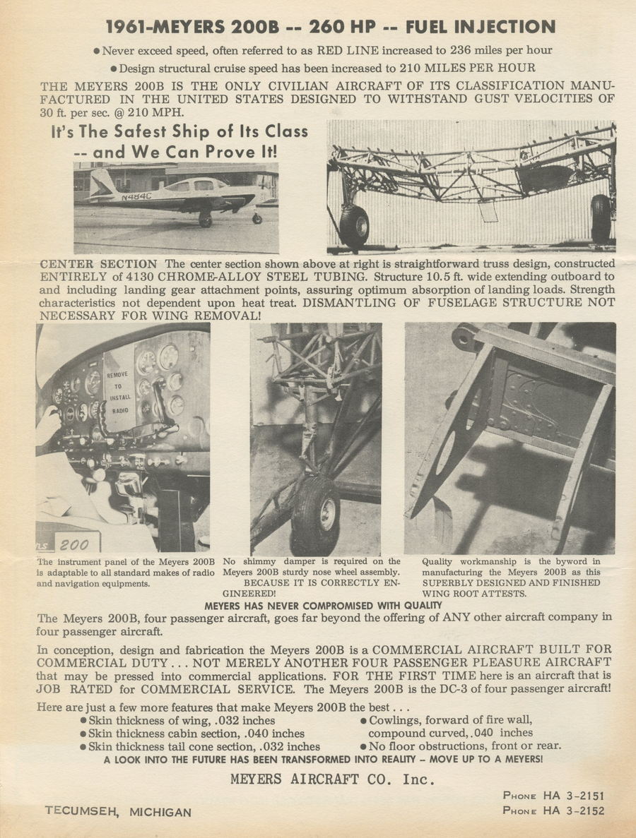 Meyers Aircraft Company - Old Meyers Aircraft Brochure (newer photo)